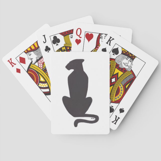 Black Cat Silhouette white Poker-kort Casinokort (Baksidan)