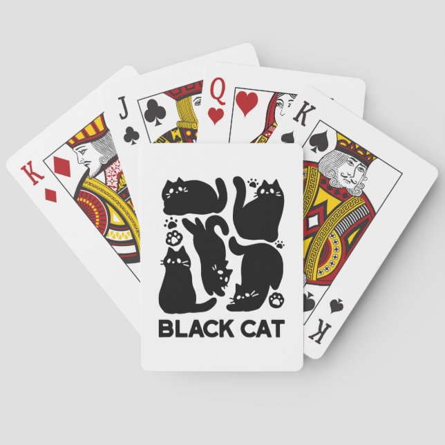 Black Cat Silhouettes - Utformning av Kattdjuret C Casinokort (Baksidan)