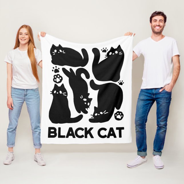 Black Cat Silhouettes - Utformning av Kattdjuret C Fleecefilt (På plats)