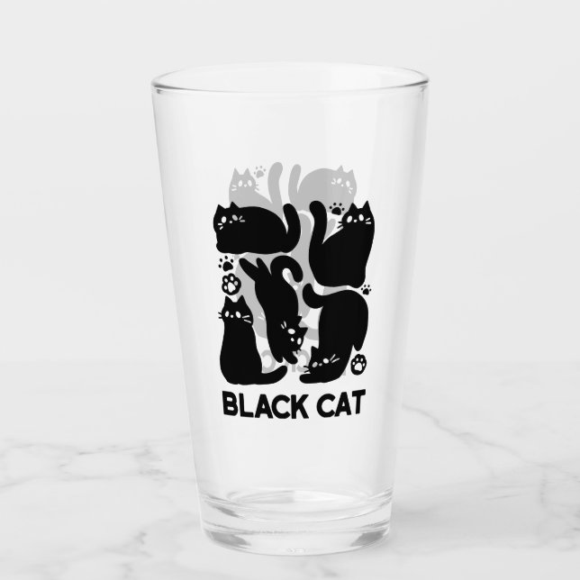 Black Cat Silhouettes - Utformning av Kattdjuret C Glaskopp (Framsida)