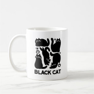 Black Cat Silhouettes - Utformning av Kattdjuret C Kaffemugg