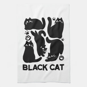 Black Cat Silhouettes - Utformning av Kattdjuret C Kökshandduk