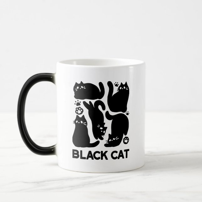 Black Cat Silhouettes - Utformning av Kattdjuret C Magisk Mugg (Vänster)