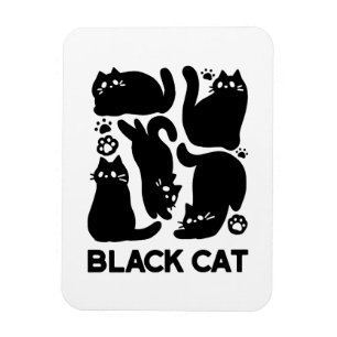 Black Cat Silhouettes - Utformning av Kattdjuret C Magnet