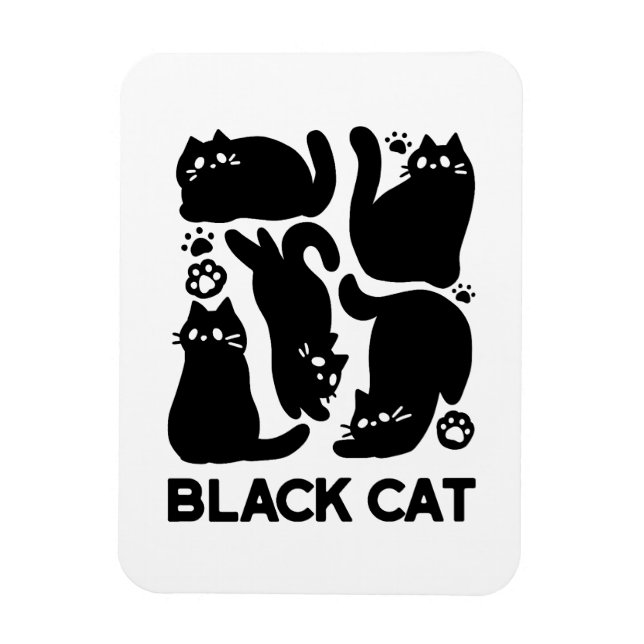 Black Cat Silhouettes - Utformning av Kattdjuret C Magnet (Vertikal)