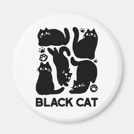 Black Cat Silhouettes - Utformning av Kattdjuret C Magnet