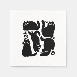 Black Cat Silhouettes - Utformning av Kattdjuret C Pappersservett