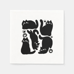 Black Cat Silhouettes - Utformning av Kattdjuret C Pappersservett