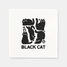 Black Cat Silhouettes - Utformning av Kattdjuret C Pappersservett