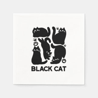 Black Cat Silhouettes - Utformning av Kattdjuret C Pappersservett