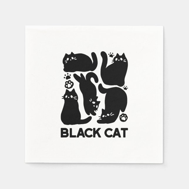 Black Cat Silhouettes - Utformning av Kattdjuret C Pappersservett (Framsidan)