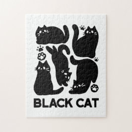 Black Cat Silhouettes - Utformning av Kattdjuret C Pussel