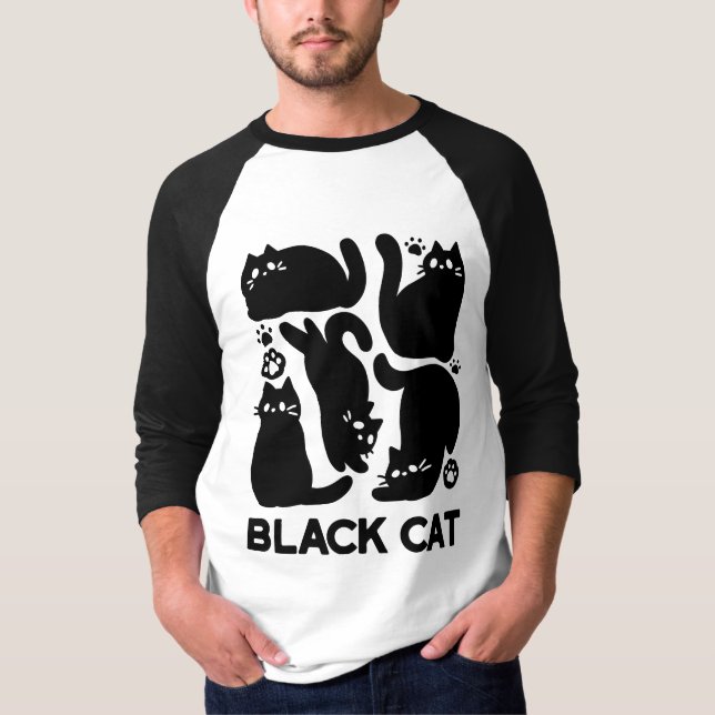 Black Cat Silhouettes - Utformning av Kattdjuret C T Shirt (Framsida)