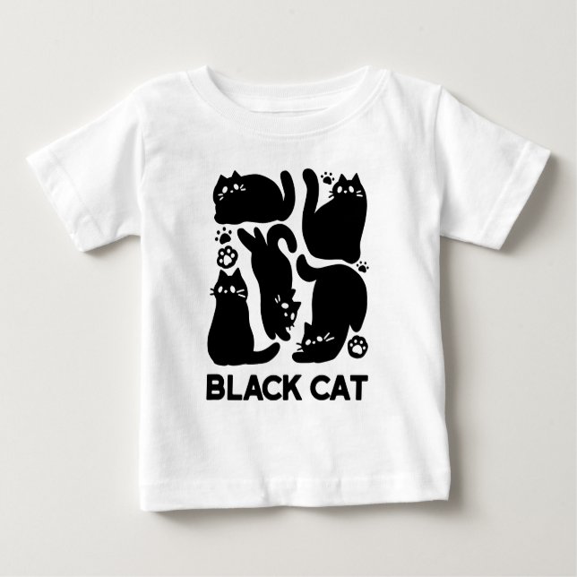 Black Cat Silhouettes - Utformning av Kattdjuret C T Shirt (Framsida)