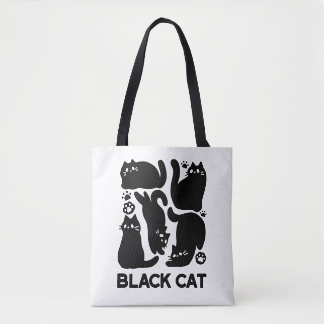 Black Cat Silhouettes - Utformning av Kattdjuret C Tygkasse (Framsida)