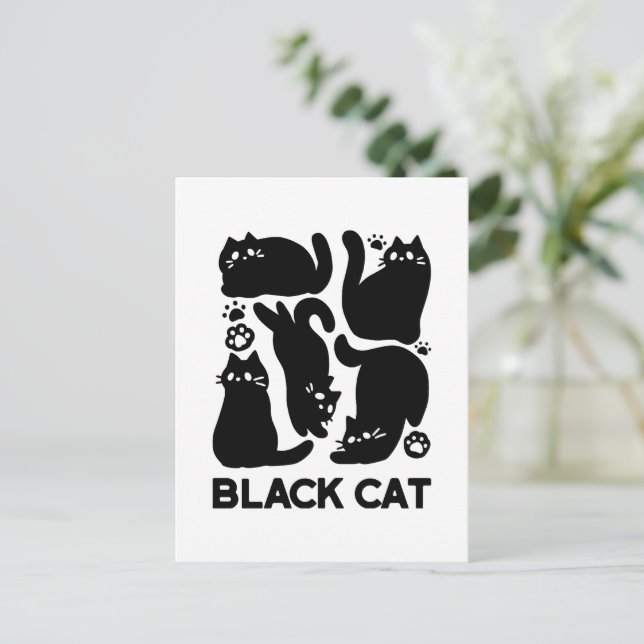 Black Cat Silhouettes - Utformning av Kattdjuret C Vykort (Stående Fram)