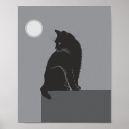 black cat sit on table poster