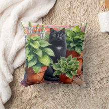 Black Cat Sitta i Hosta Garden Cat Lover