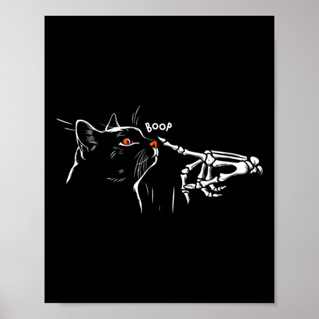 Black Cat Skeleton Hand Boop Halloween Pet Women G Poster (Framsidan)