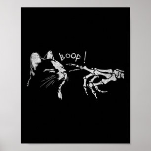 Black Cat Skeleton Hand Boop på en kattas nässludd Poster