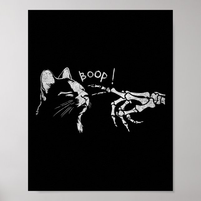 Black Cat Skeleton Hand Boop på en kattas nässludd Poster (Framsidan)