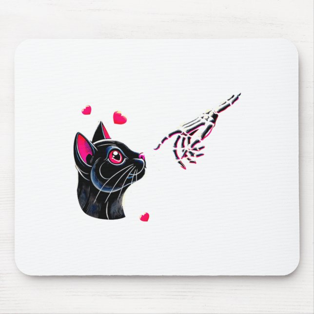 Black Cat Skeleton Hand Boop Valentines Day Pet O  Musmatta (Framsidan)