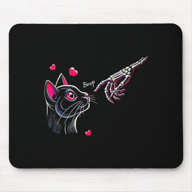 Black Cat Skeleton Hand Boop Valentine's Day Pet O Musmatta (Framsidan)