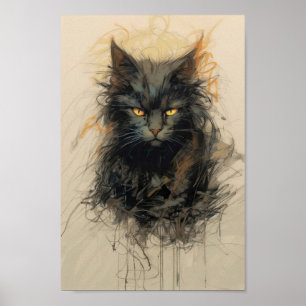 Black Cat Sketch "Kattdjur Enigma" Poster