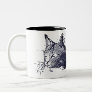 Black Cat Sketch Två-Tonad Mugg