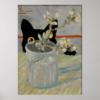 Black Cat Skriv ut Van Gogh Hello Life Poster