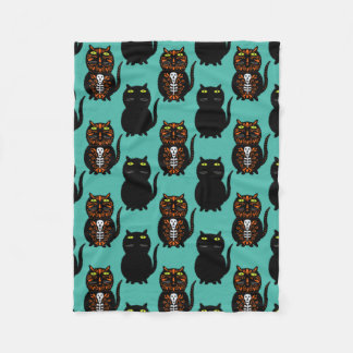 Black Cat Skull Fleecefilt