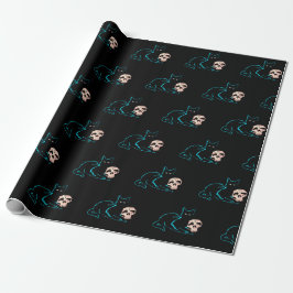 Black Cat & Skull Halloween Presentpapper