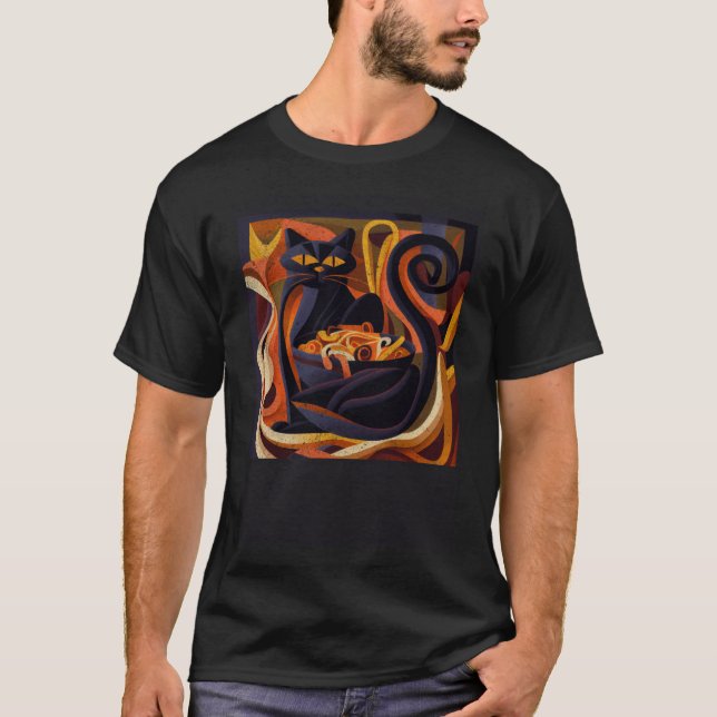 Black Cat Sloth Spaghetti T Shirt (Framsida)