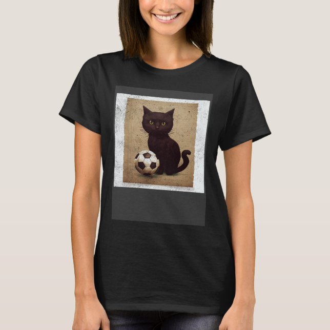 Black Cat Soccer Chocolate Pullover Hoodie T Shirt (Framsida)