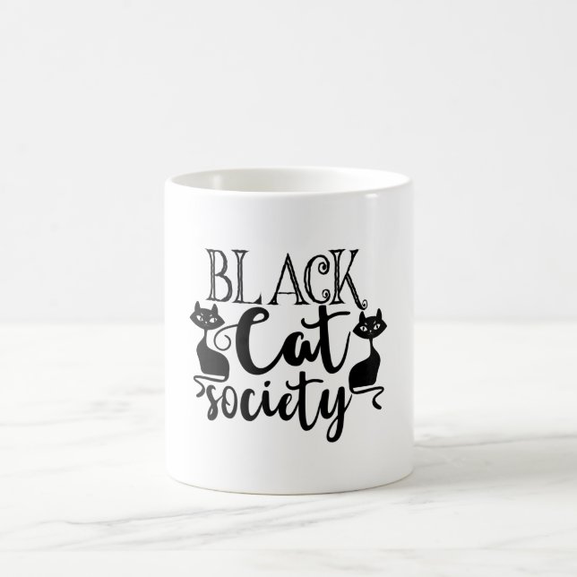 Black Cat Society Funny Halloween Cute Kaffemugg (Center)