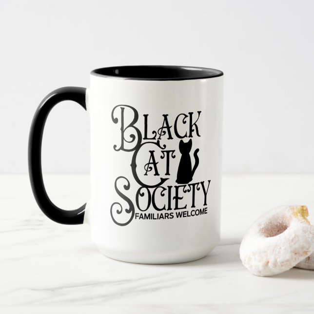 Black Cat Society Halloween Mugg (Med munk)