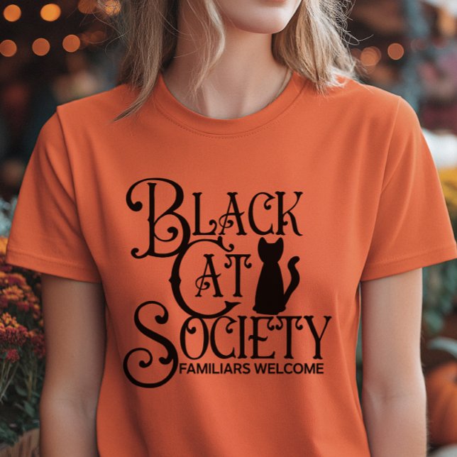Black Cat Society Halloween T Shirt (Fun Black Cat Society Halloween Tshirt)