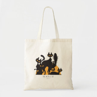 Black Cat Society Halloween Tote Bag Tygkasse