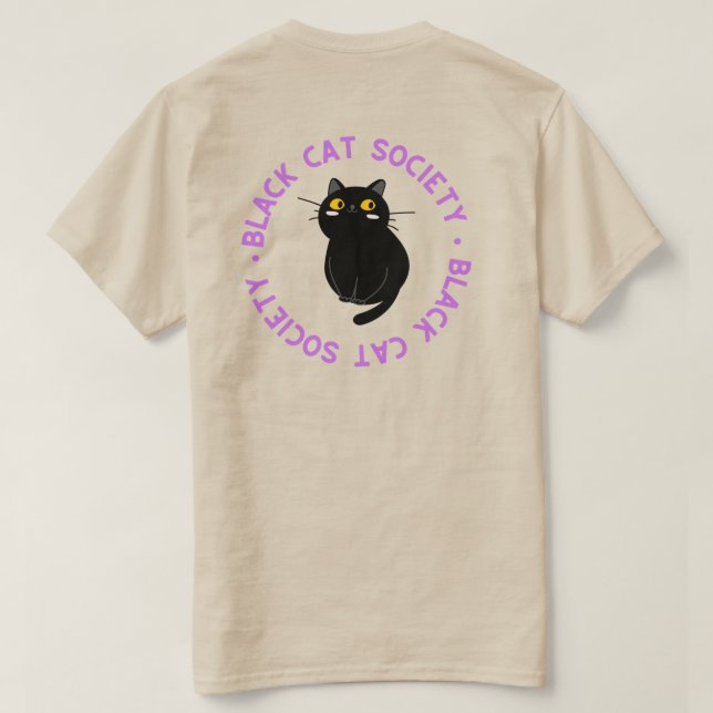 Black Cat Society T-shirt på Lila (Design baksida)