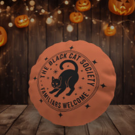 Black Cat Society Vintage Pumpkin Rund Kudde
