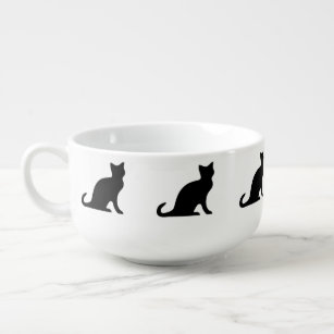 Black cat soppa bowl   mugg med kattunge mönster