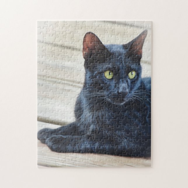 Black Cat Söt Kattunge Art Puzzle Pussel (Vertikal)