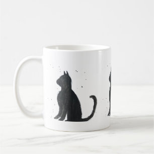 Black cat Söt pet kitten vattencolor BeSnygg Kaffemugg