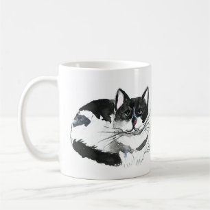 Black cat Söt pet kitten vattencolor BeSnygg Kaffemugg