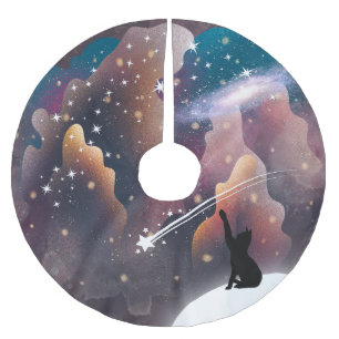 Black Cat Space-stöttstjärna Julgransmatta Borstad Polyester