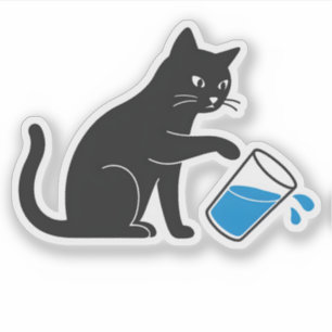 Black Cat Spilling Vatten - Bärbar etikett