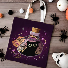 Black Cat Spirit som fångats i Flaska - Spooky Cut Tygkasse