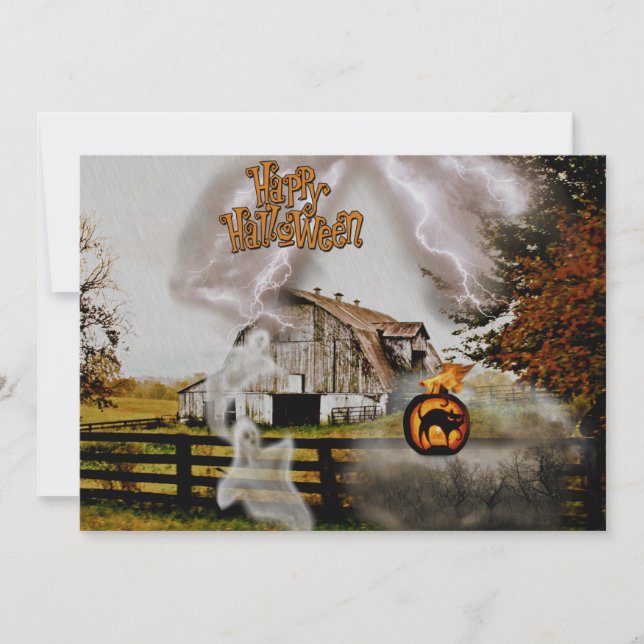 *~* Black Cat Spooky Spöken HALLOWEEN CARD (Framsida)