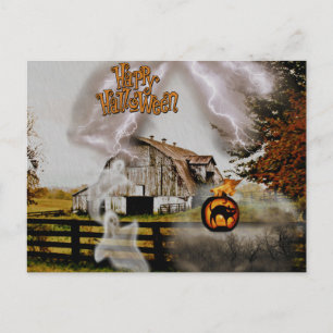 *~* Black Cat Spooky Spöken HALLOWEEN Vykort