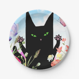 Black Cat Spring Fever:  Kitty and Flowers